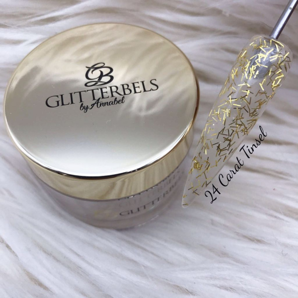 glitterbels acryl poeder golden tinsel