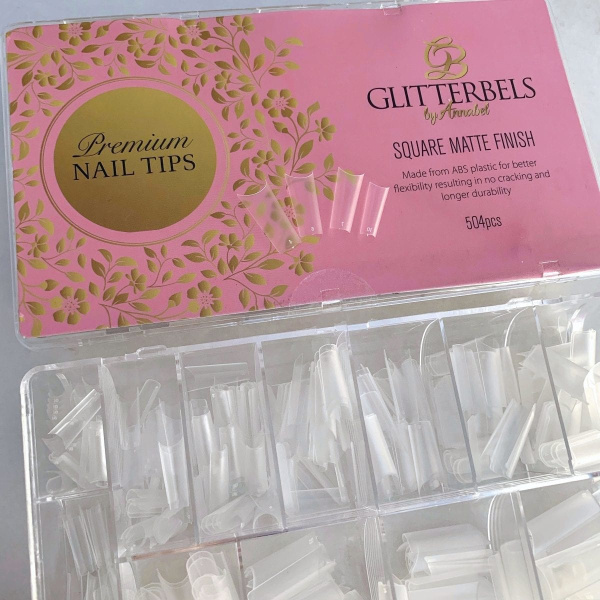 glitterbels square matt finish tips - doos