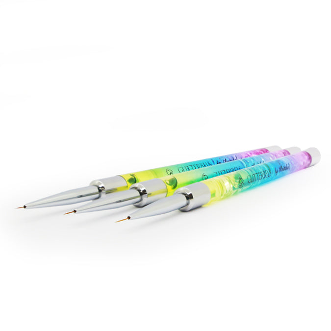 Glitterbels set van 3 fine liners rainbow