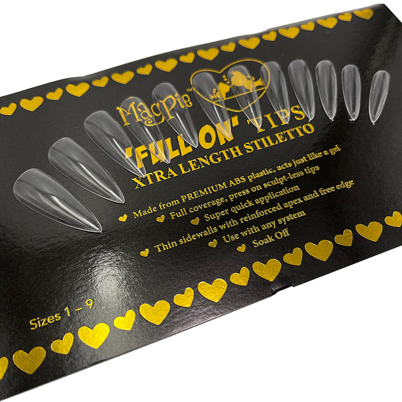 magpie full on tips extra length stiletto clear
