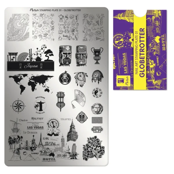 moyra stempelplaat 001 globetrotter