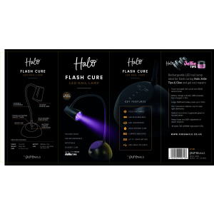 halo flash cure lamp zwart label