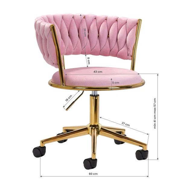 roze gouden draaistoel rico