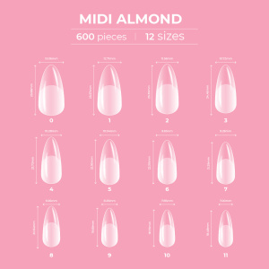 glitterbels dream coverage almond midi size prachtnagels