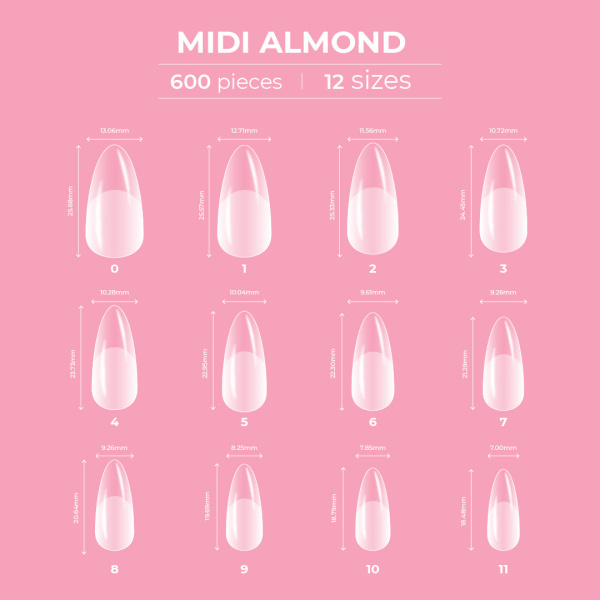 glitterbels dream coverage almond midi size prachtnagels