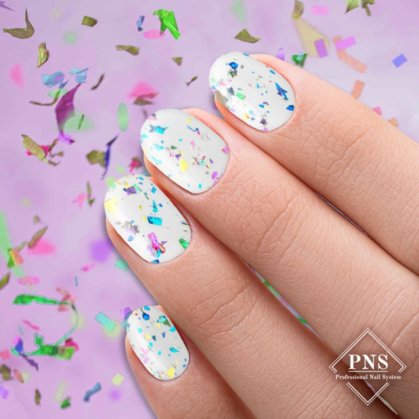 pns no wipe top coat rainbow flakes
