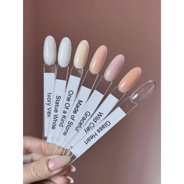 glitterbels pure sculpt gel swatch ivory veil - statue white - one of a kind - made of stone - graceful - wild clay - glass heart