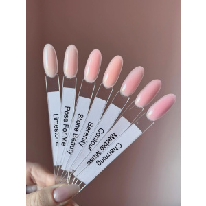 glitterbels pure sculpt gel swatch limestone - pose for me - stone beuaty - serenity - contour - marble muse - charming