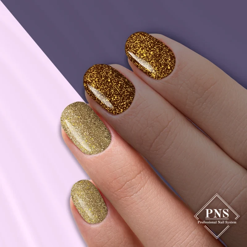 pns reflective top gold prachtnagels 2