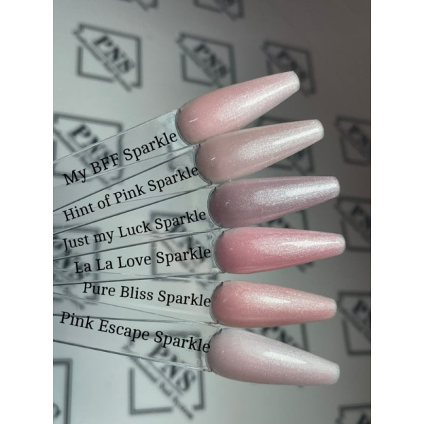 pns b bottle swatch sparkle my bff, hint of pink, just my luck, la la love, pure bliss, pink escape