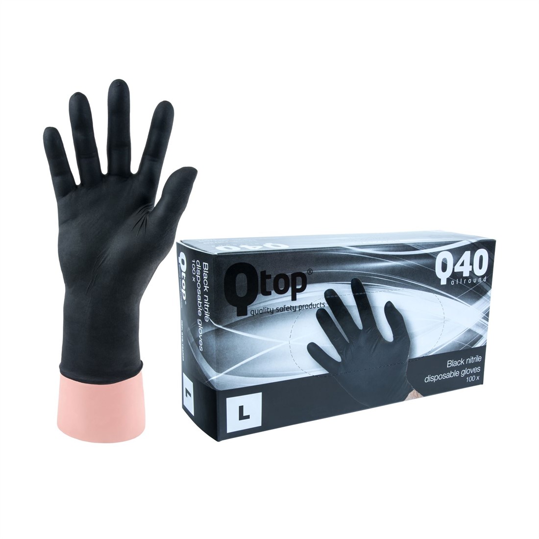 Qtop nitril handschoenen zwart prachtnagels